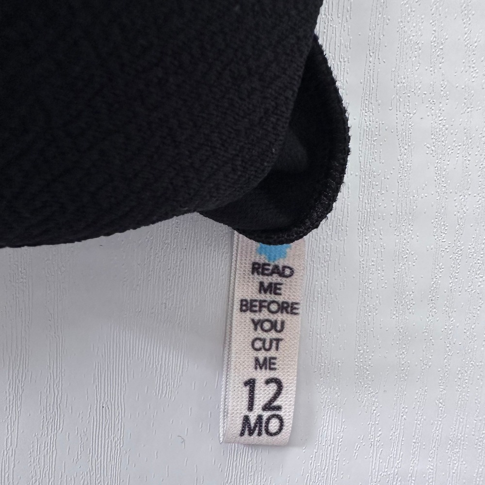 Lanoosh Kids Black Textured Long Sleeve Top Infant Size 12 Months Made in USA - Picture 3 of 6